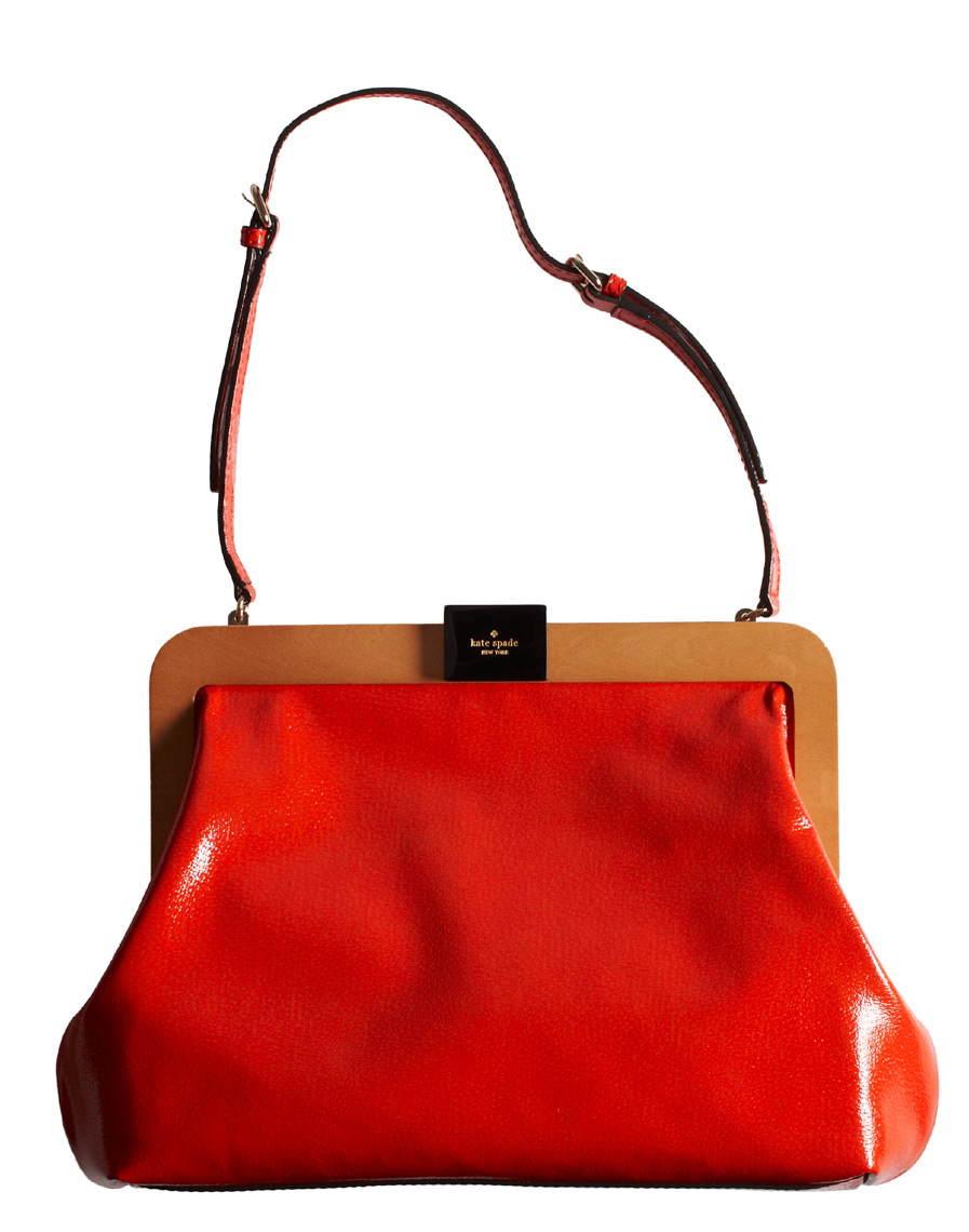 bright red handbag with brown leather strap San Francisco product