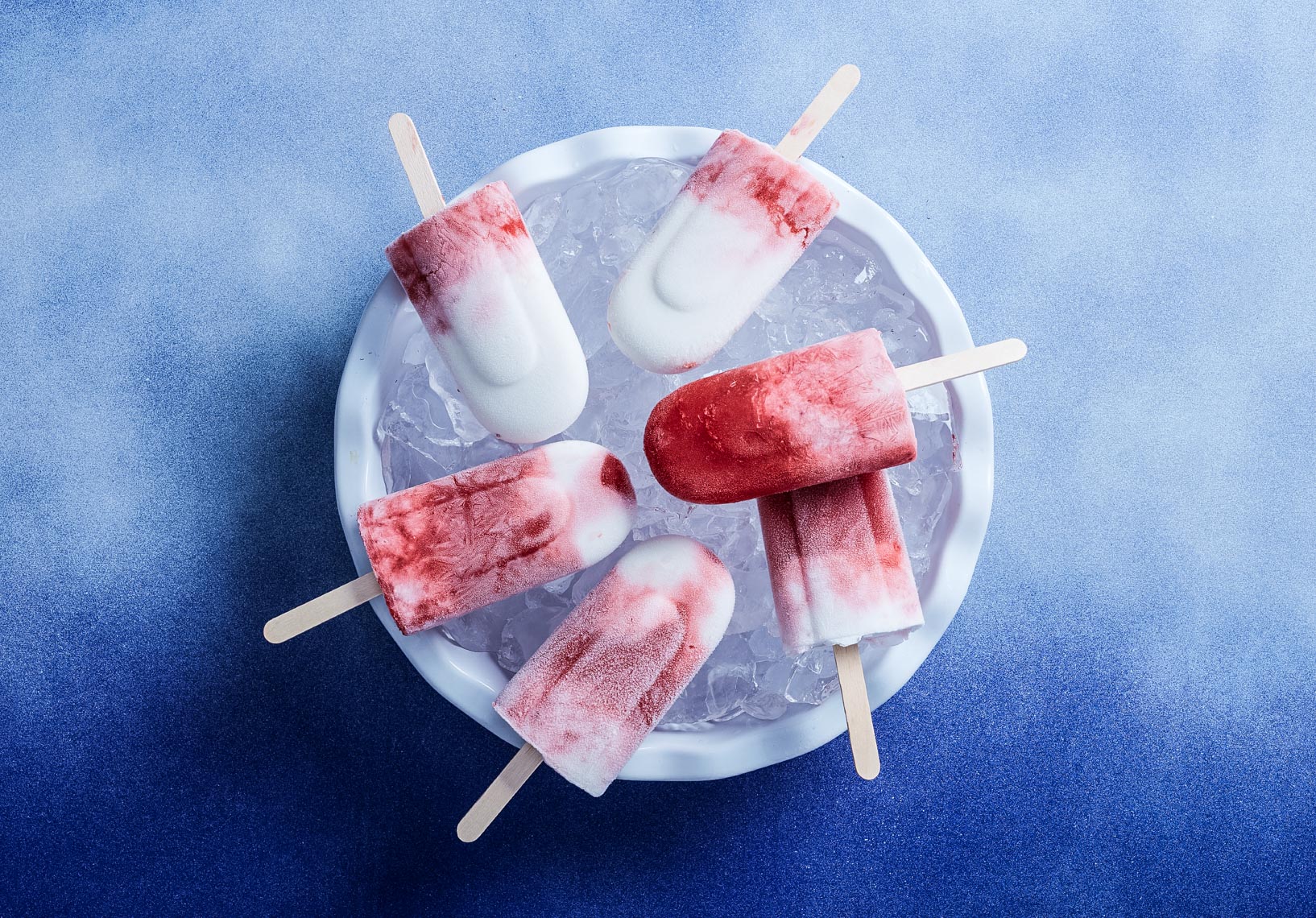 strawberry popsicles on bowl with ice San Francisco food photographer