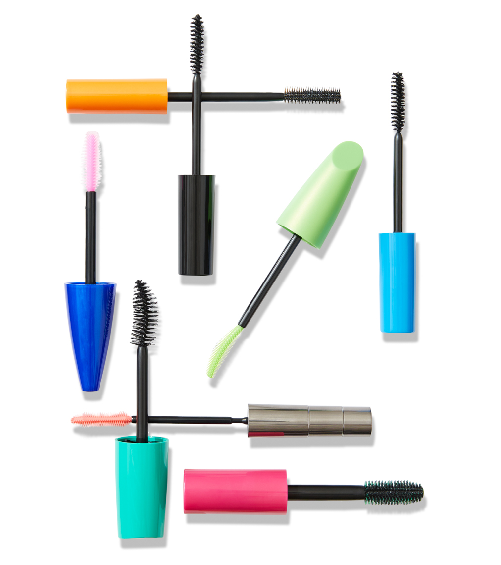 colorful mascara brushes aligned to look like modern art San Francisco product photographer